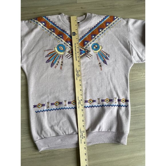 Vintage‎ Lifestyles 90s Aztec Mexican Purple Sweatshirt Adult One Size Made USA - Picture 7 of 15